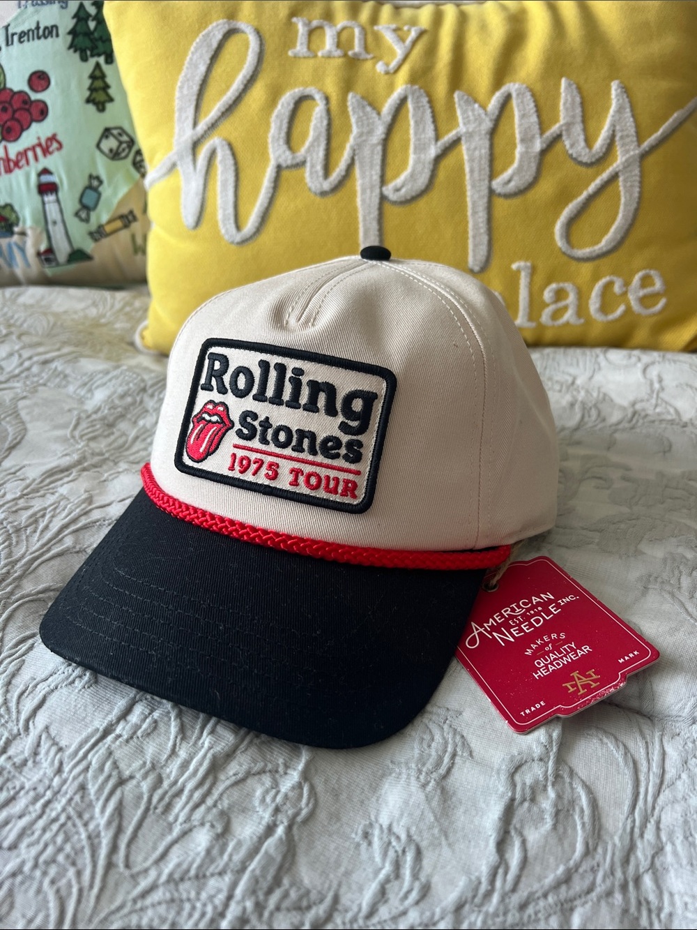 American Needle Cream & Black Trucker Cap with Red Trim